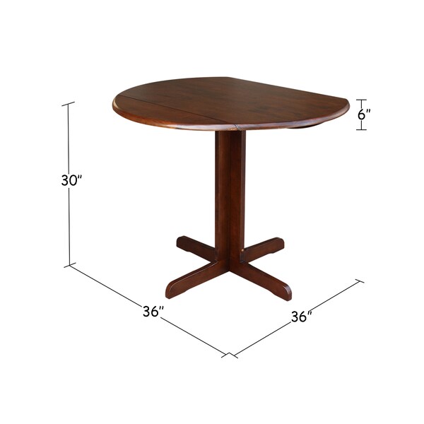 Round Dual Drop Leaf Table, 36 In, Espresso, 36 In W X 36 In L X 30 In H, Wood, Espresso